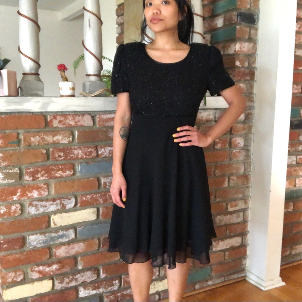 Vintage 1980s Laurence Kazar Beaded Mini Dress